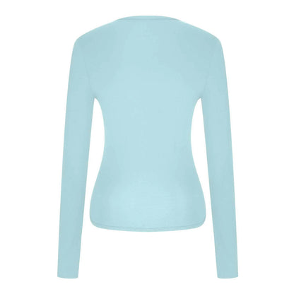 Long Sleeve Women'S Tops Blue Cropped Casual Winter Shirts Slim Crew Neck Plain T-Shirts for Women